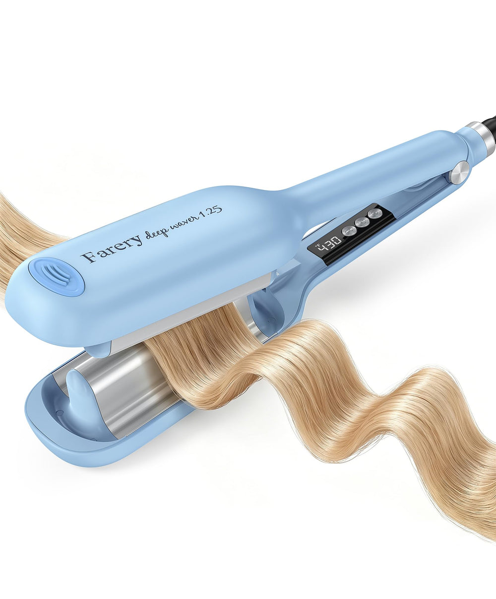 FARERY front view showing ergonomic handle and sleek waver design for easy styling
