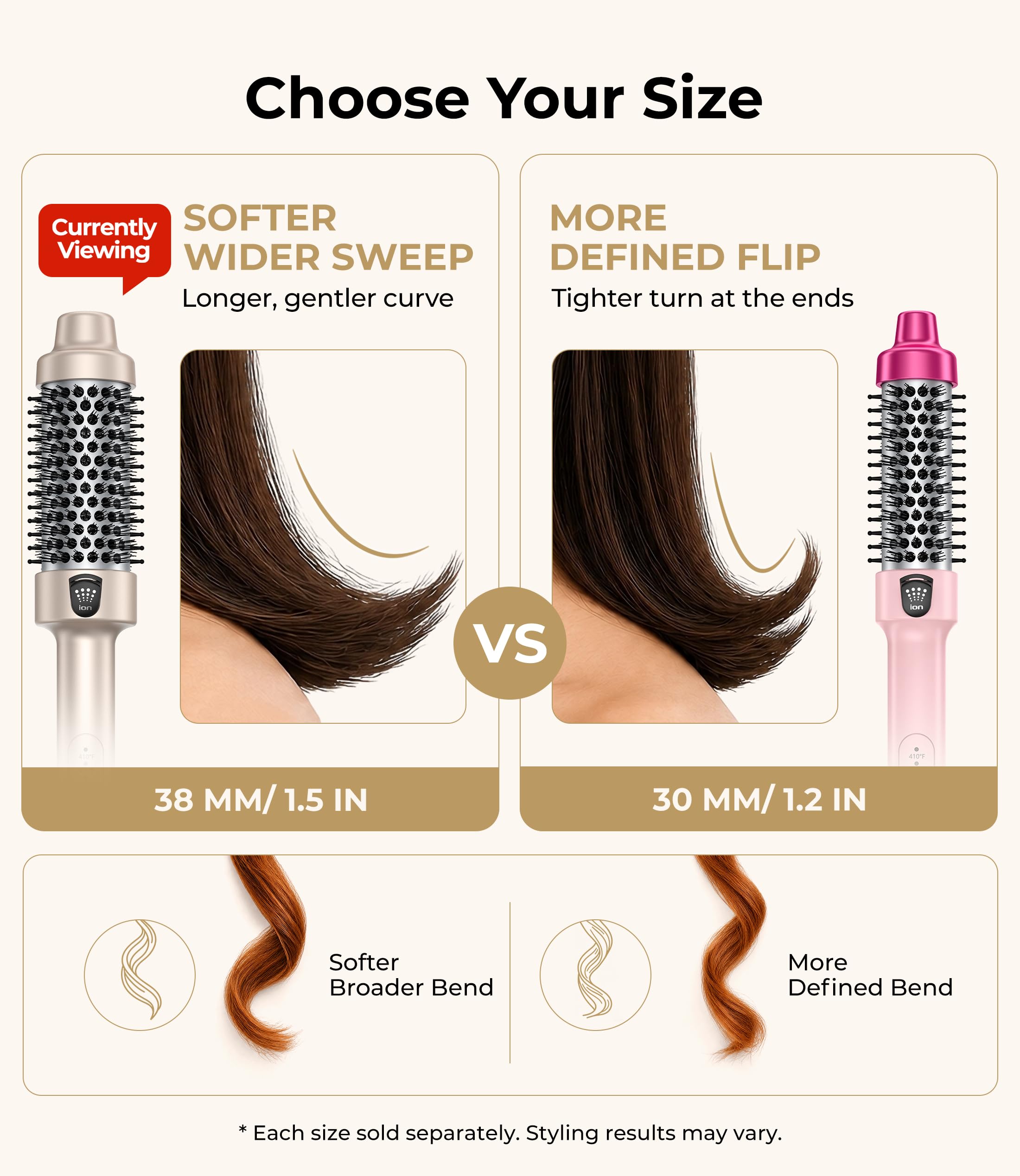 Farery end flip demo on long hair creating soft outward curl and polished ends