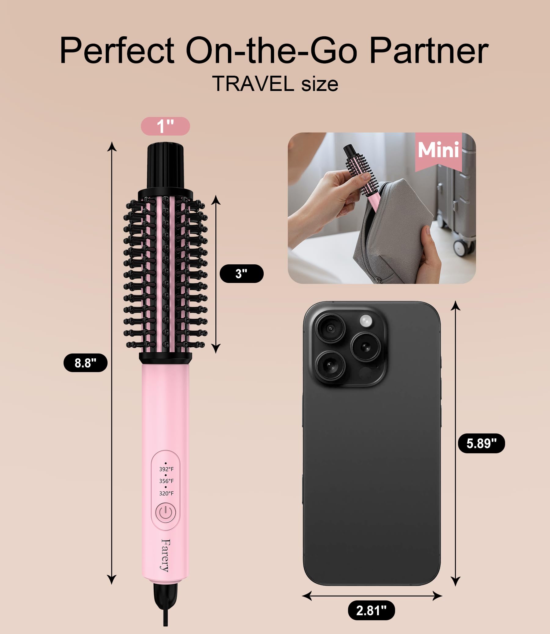 FARERY brush styling short bob in-hand demonstrating quick touch-up benefit