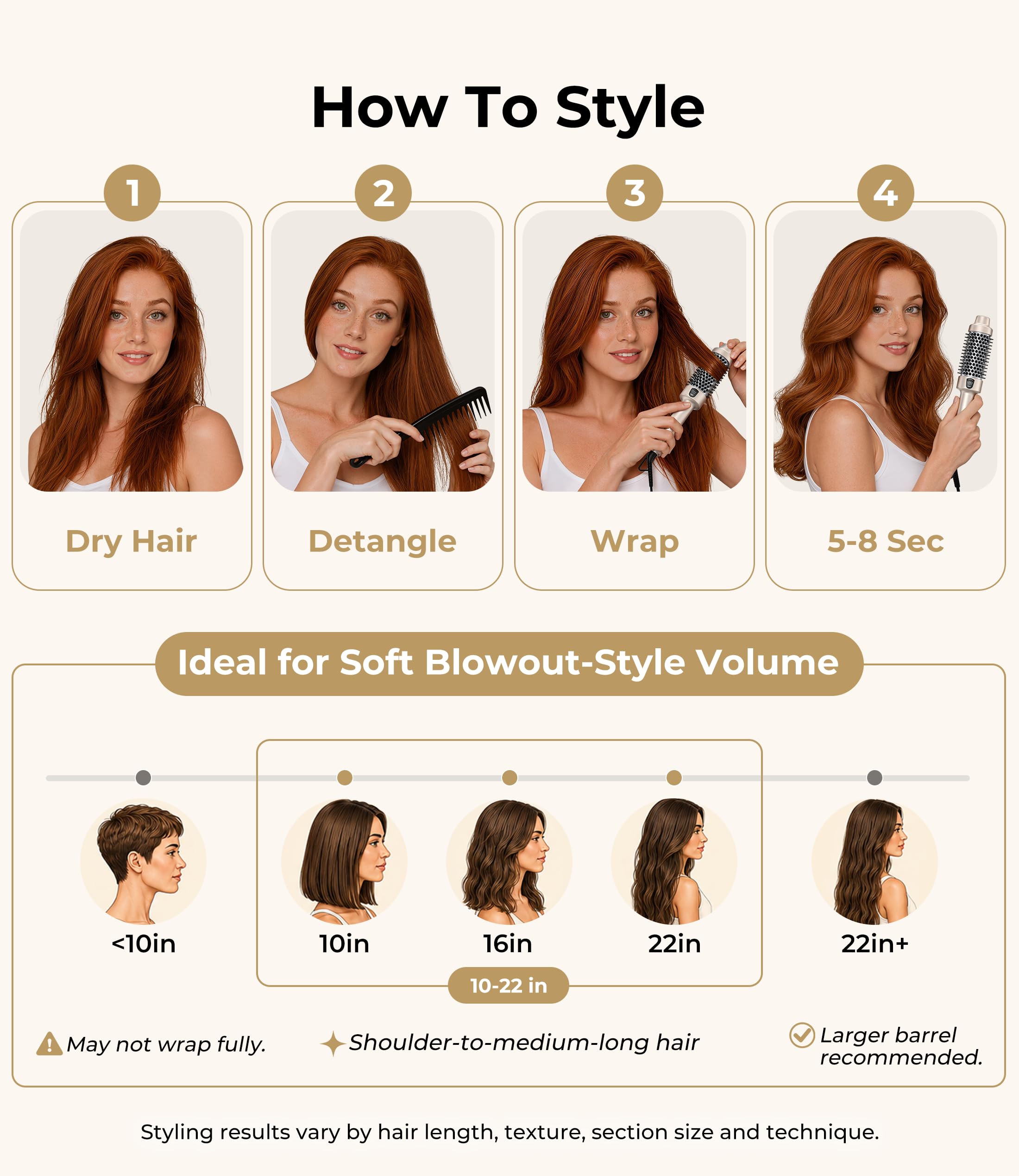 Farery in use styling root lift on medium hair for added volume and salon finish