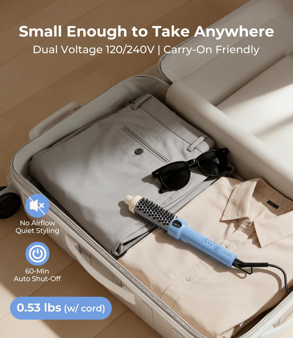 Farery brush on bathroom counter in lifestyle scene showing everyday convenience