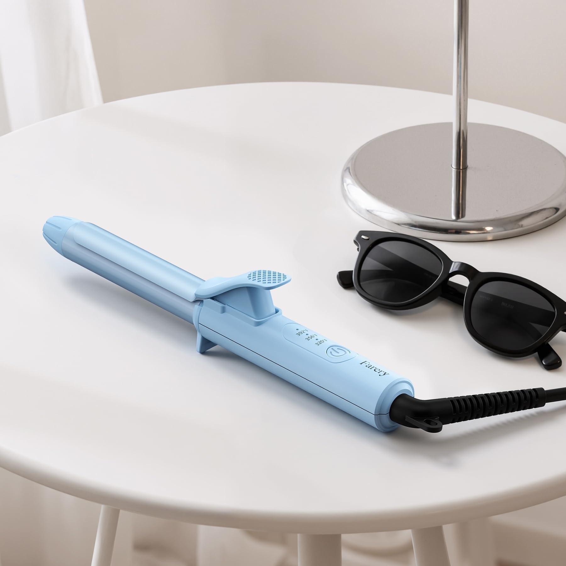 FARERY lifestyle travel vanity scene showing iron ready for international trips