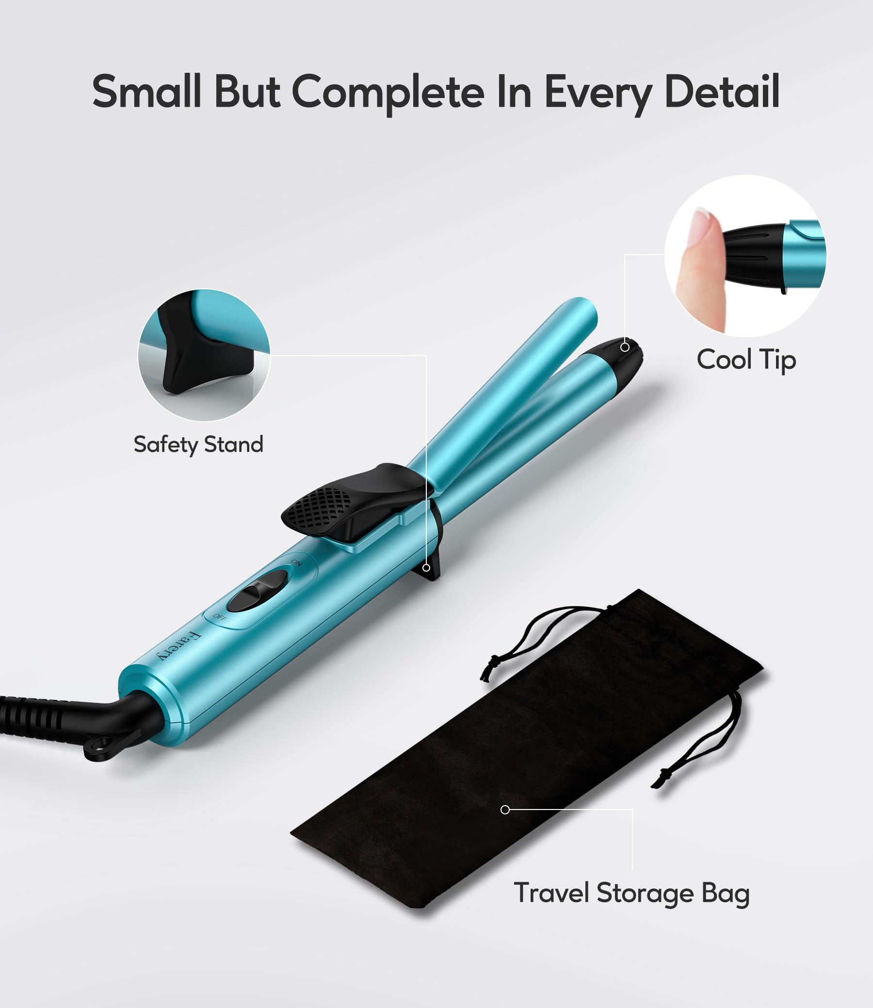 FARERY tapered cool tip and safety stand close-up protecting hands and surfaces from burns