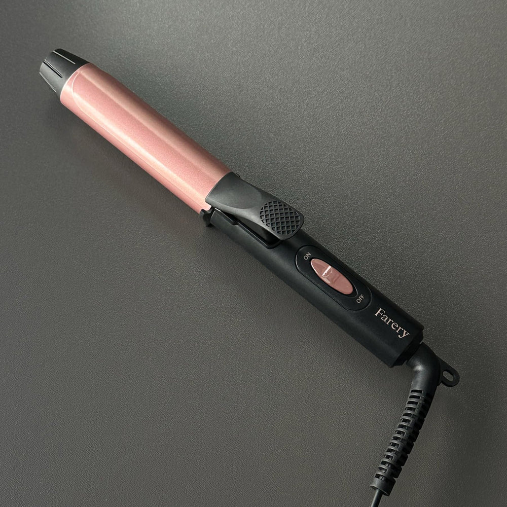 FARERY mini curler in a rosegold lifestyle scene for on-the-go gloss and style