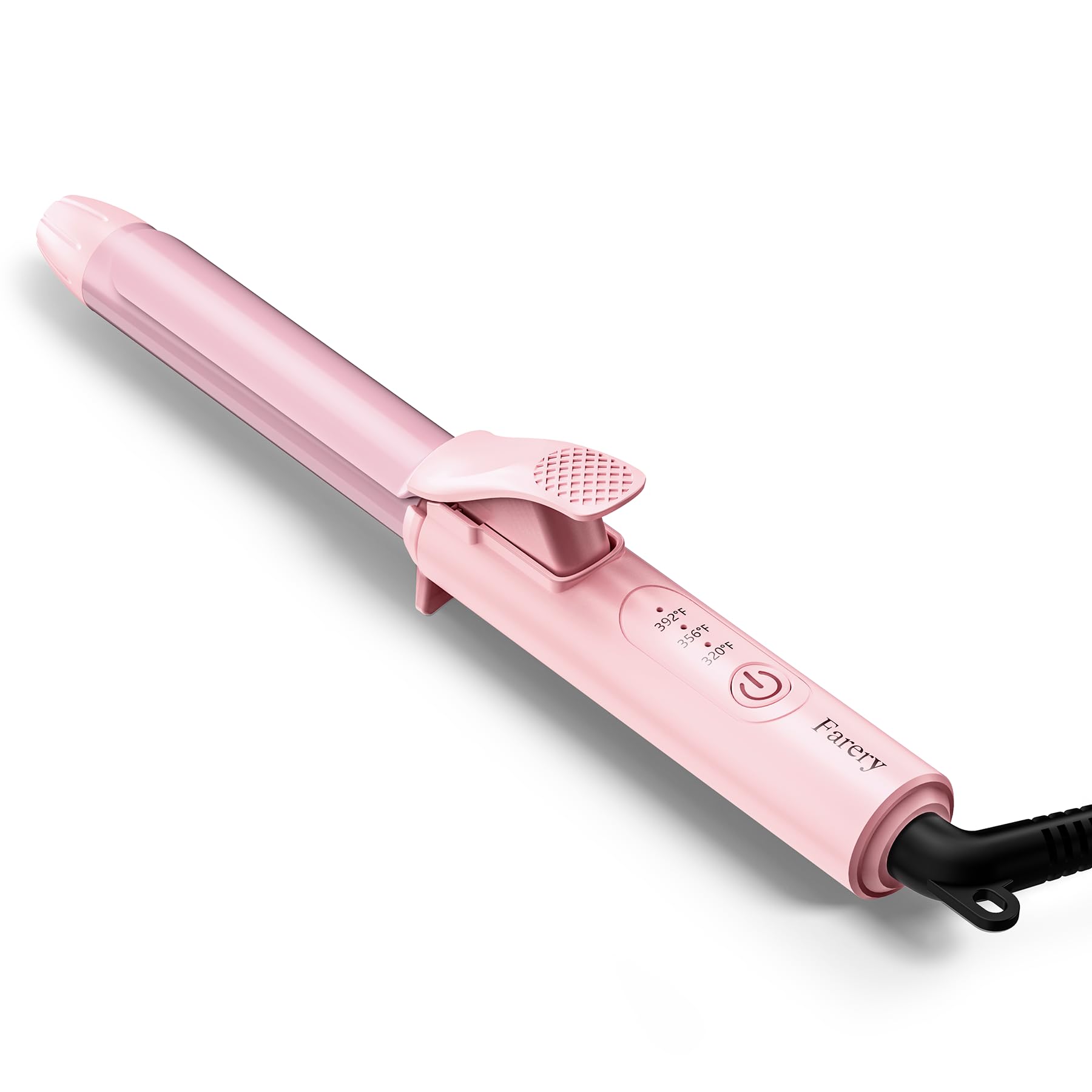 FARERY curling iron held in hand for size comparison and portability benefit