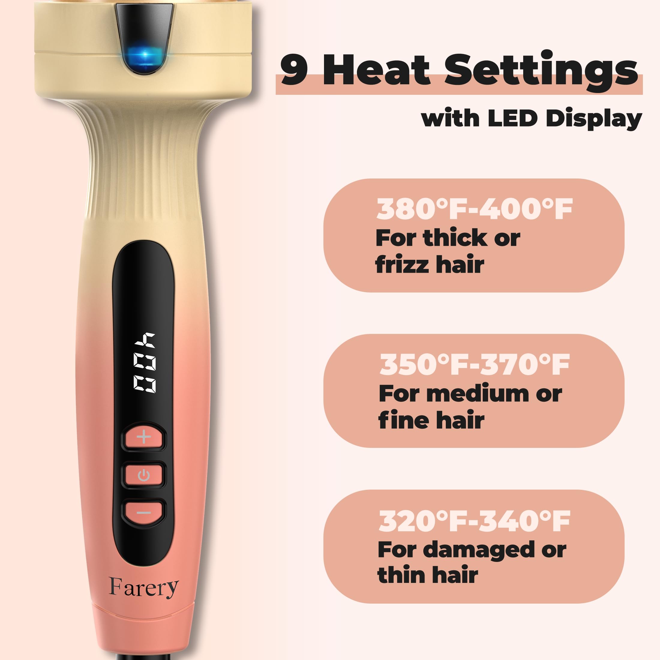 FARERY anti-tangle swivel cord and dual-voltage label for travel convenience