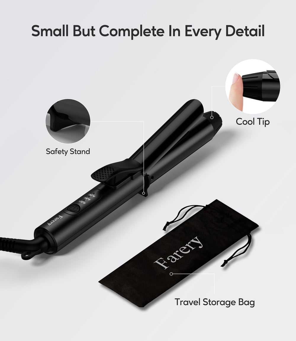 FARERY travel storage bag with mini curling iron packed for trips