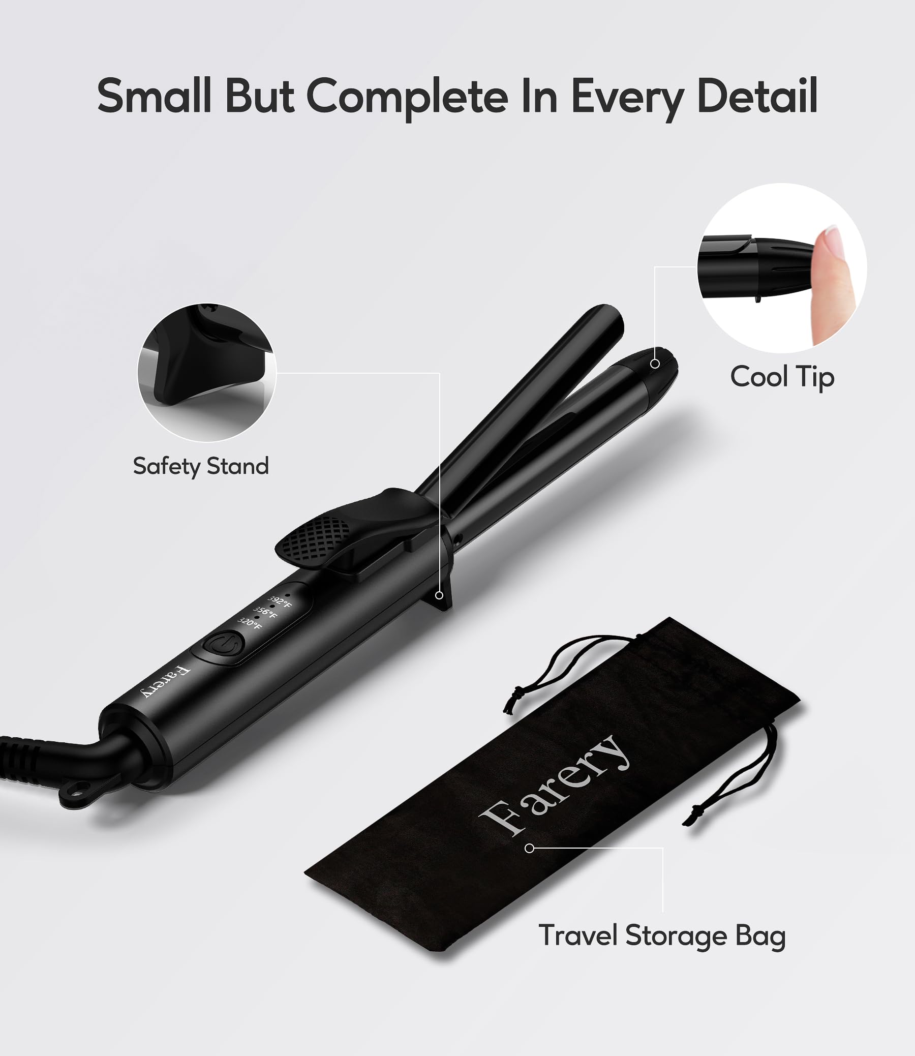 FARERY travel pouch with iron packed neatly for organized on-the-go styling