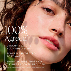 Farmacy pump dispensing creamy lather that removes impurities gently