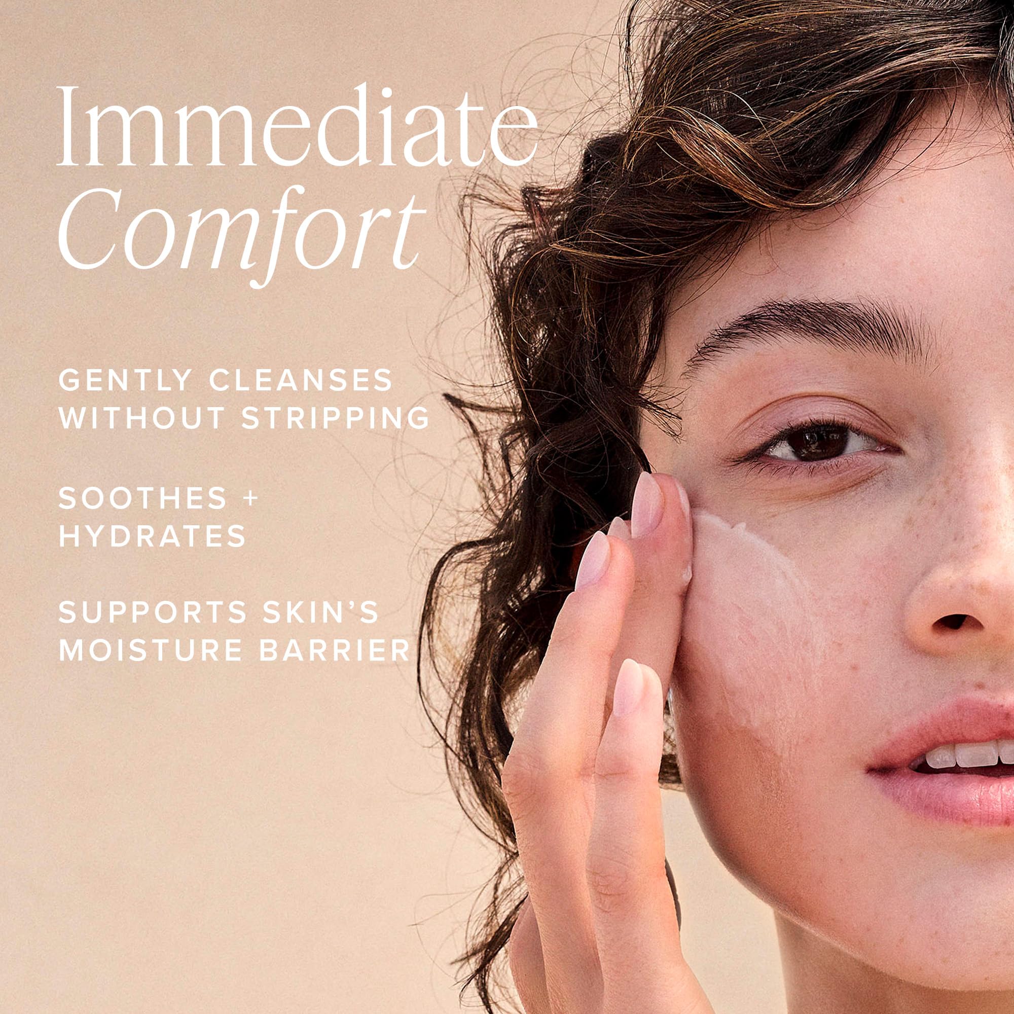 Farmacy creamy cleanser texture close-up emphasizing hydration and smoothness