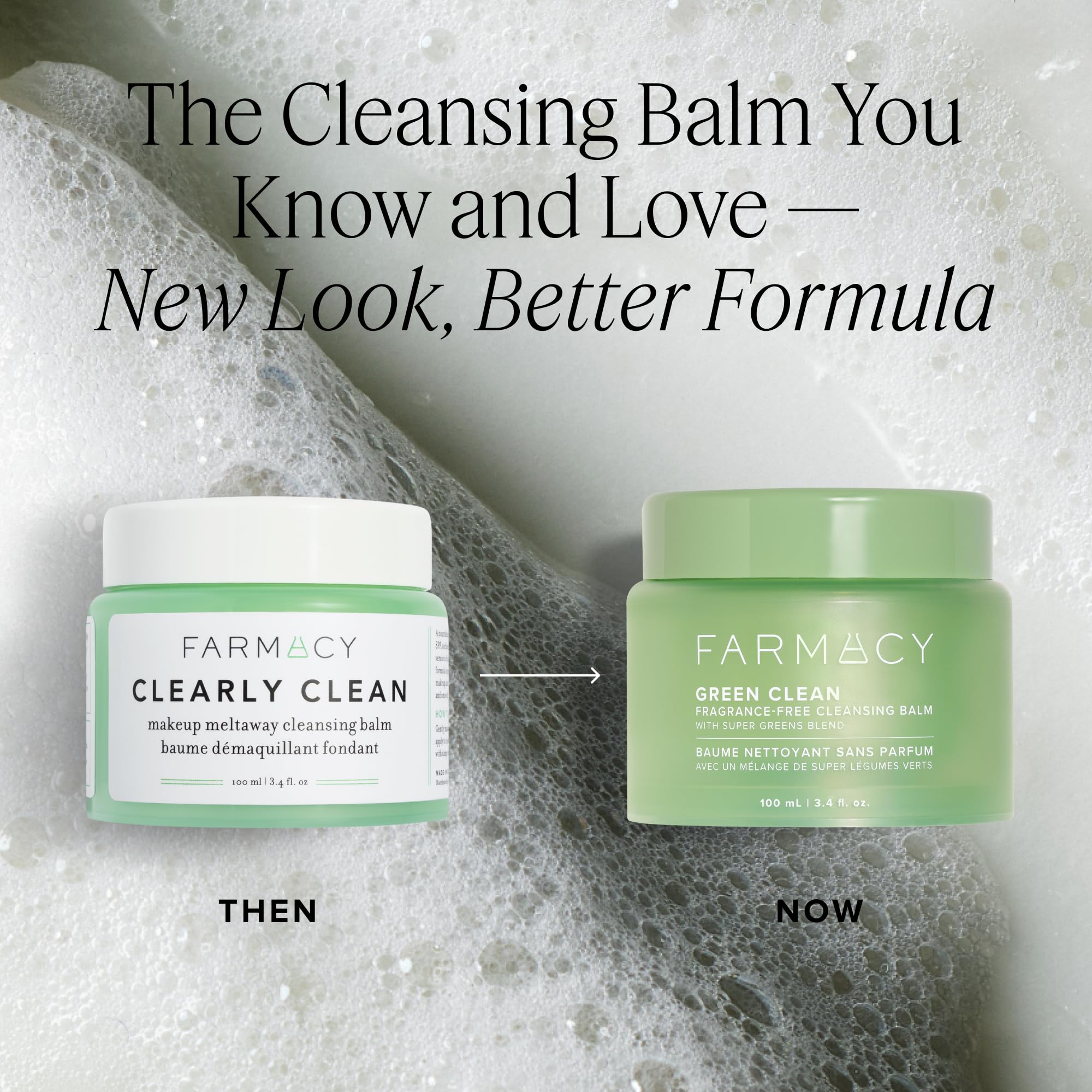 Farmacy Green Clean open balm texture on surface illustrating smooth meltability