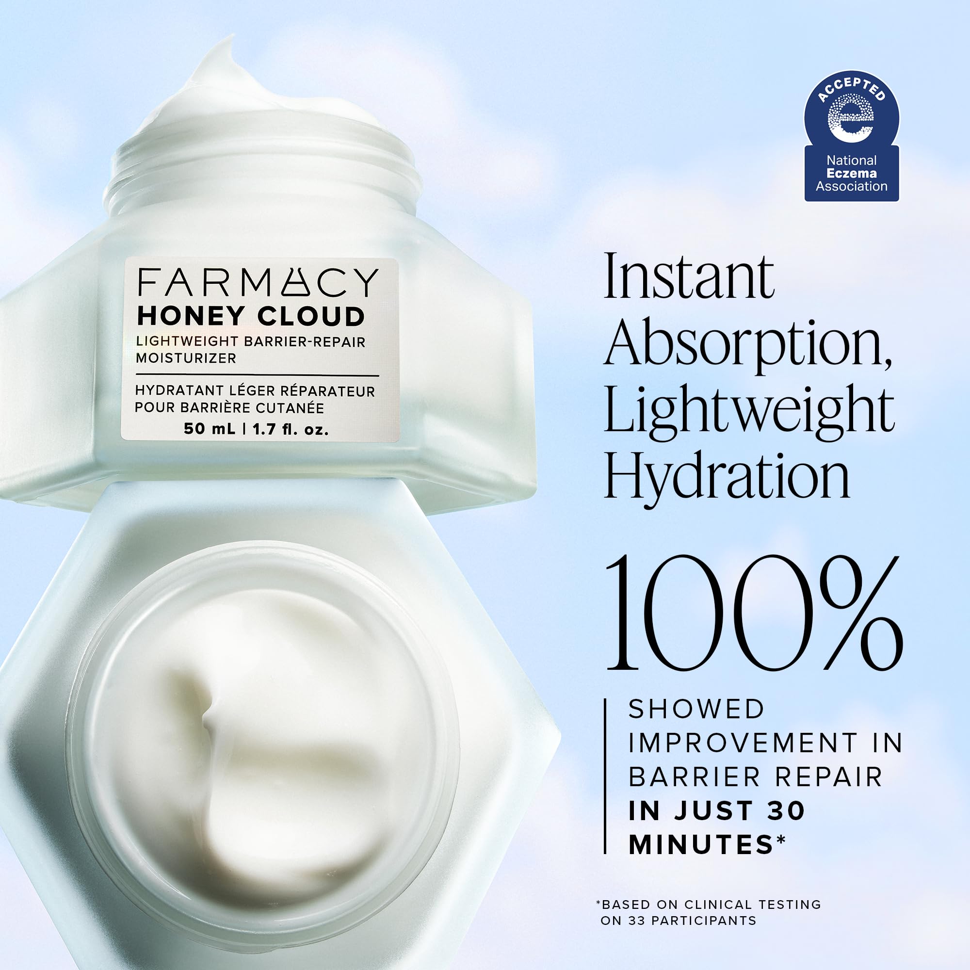 Farmacy Honey Cloud dispensing cream from container to show easy application
