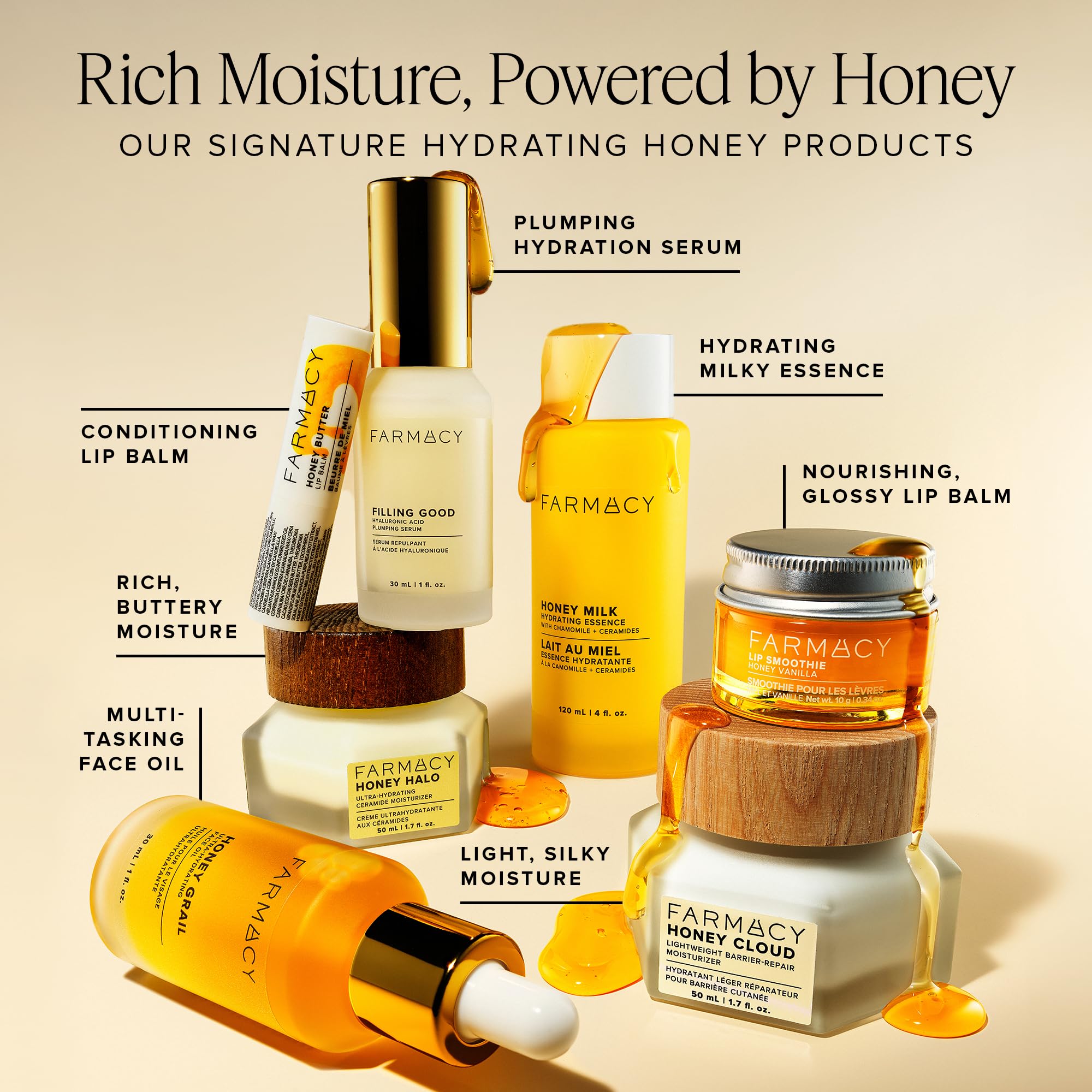 Farmacy Honey Cloud beside ruler showing 50 ml size for travel-friendly benefit