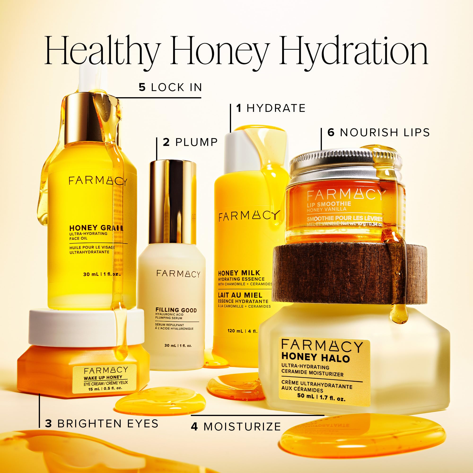 Farmacy Honey Grail applied to hair ends showing reduced frizz and added shine benefit