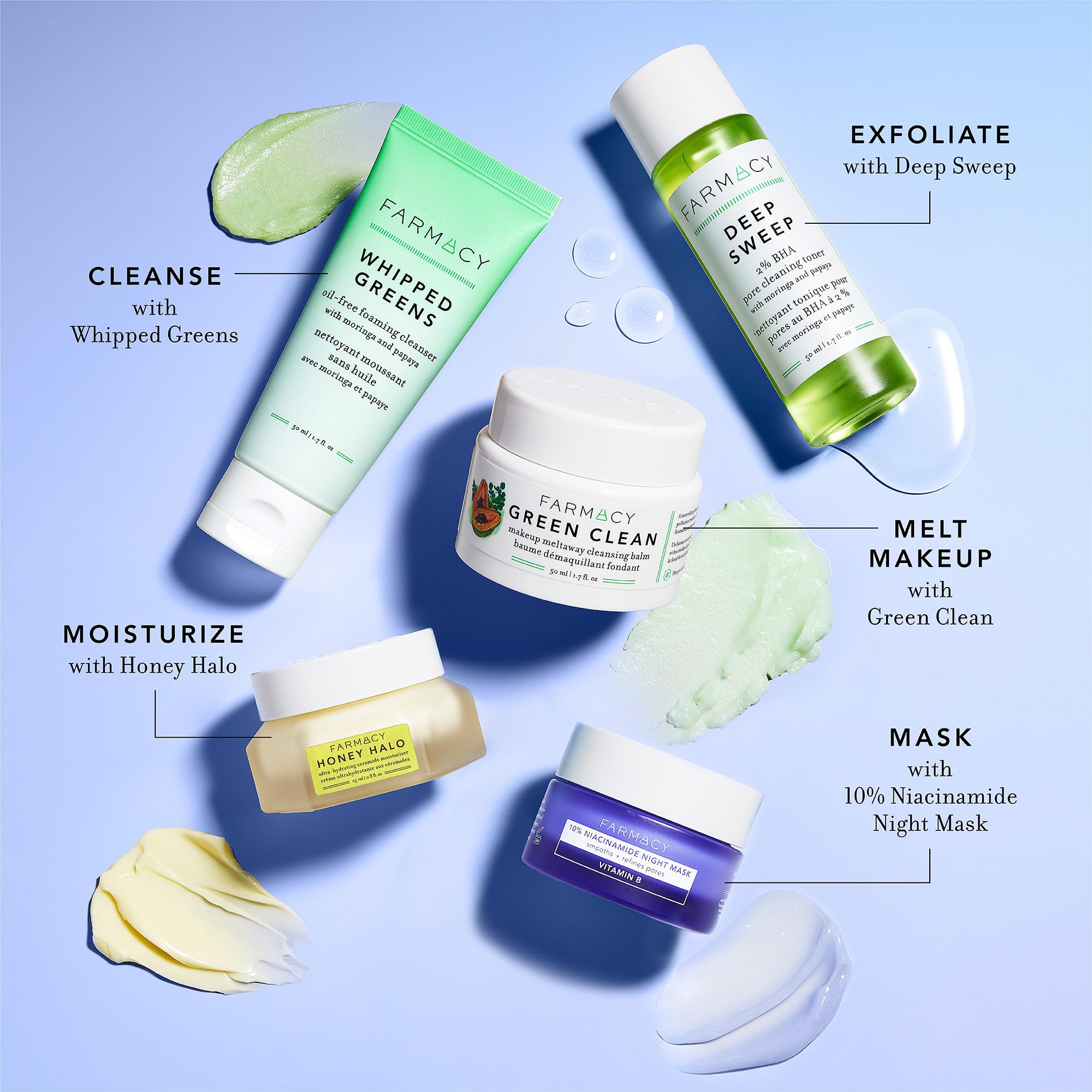 Farmacy before and after skin panel displaying improved texture and pores