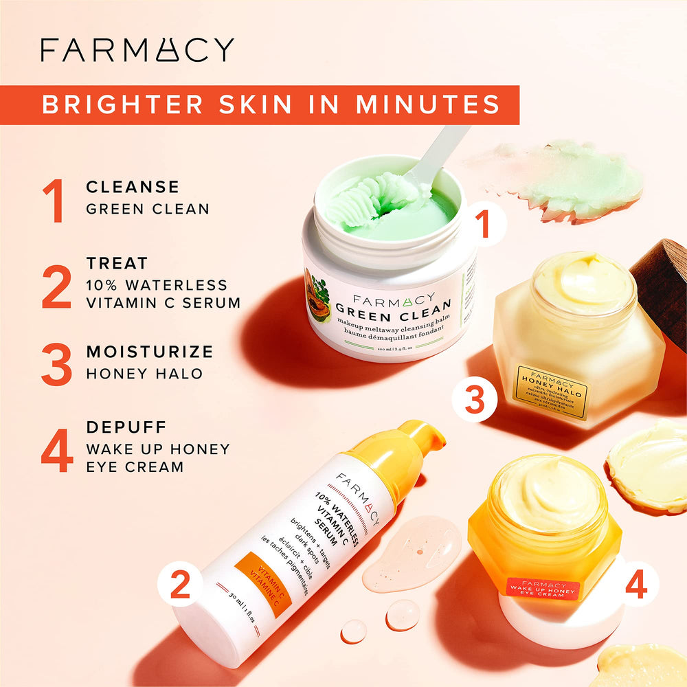 Farmacy before and after swipes showing visible brightening effects
