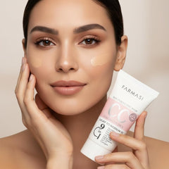 Close-up smooth texture of Farmasi CC Cream highlighting blendability