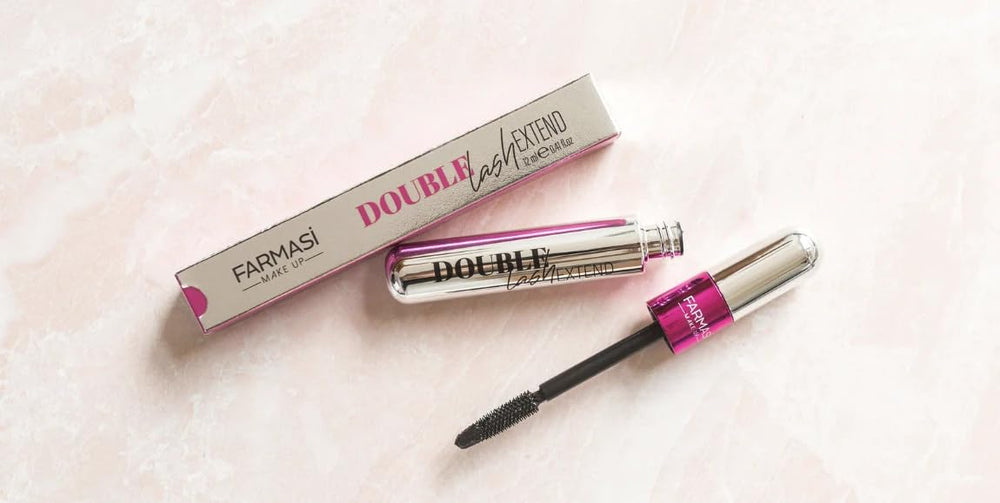 Farmasi mascara before and after lashes demonstrating length and volume improvement