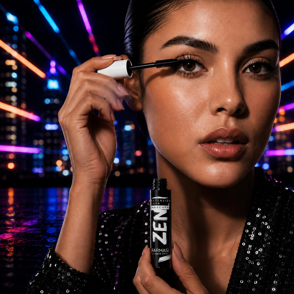 Farmasi Zen Extension Mascara brush close-up separating lashes for clump-free definition