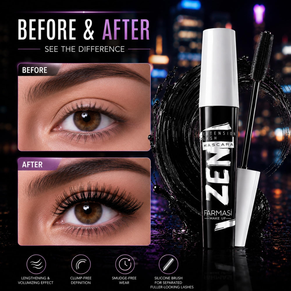 Farmasi Zen Extension Mascara tube opened showing smooth buildable formula texture