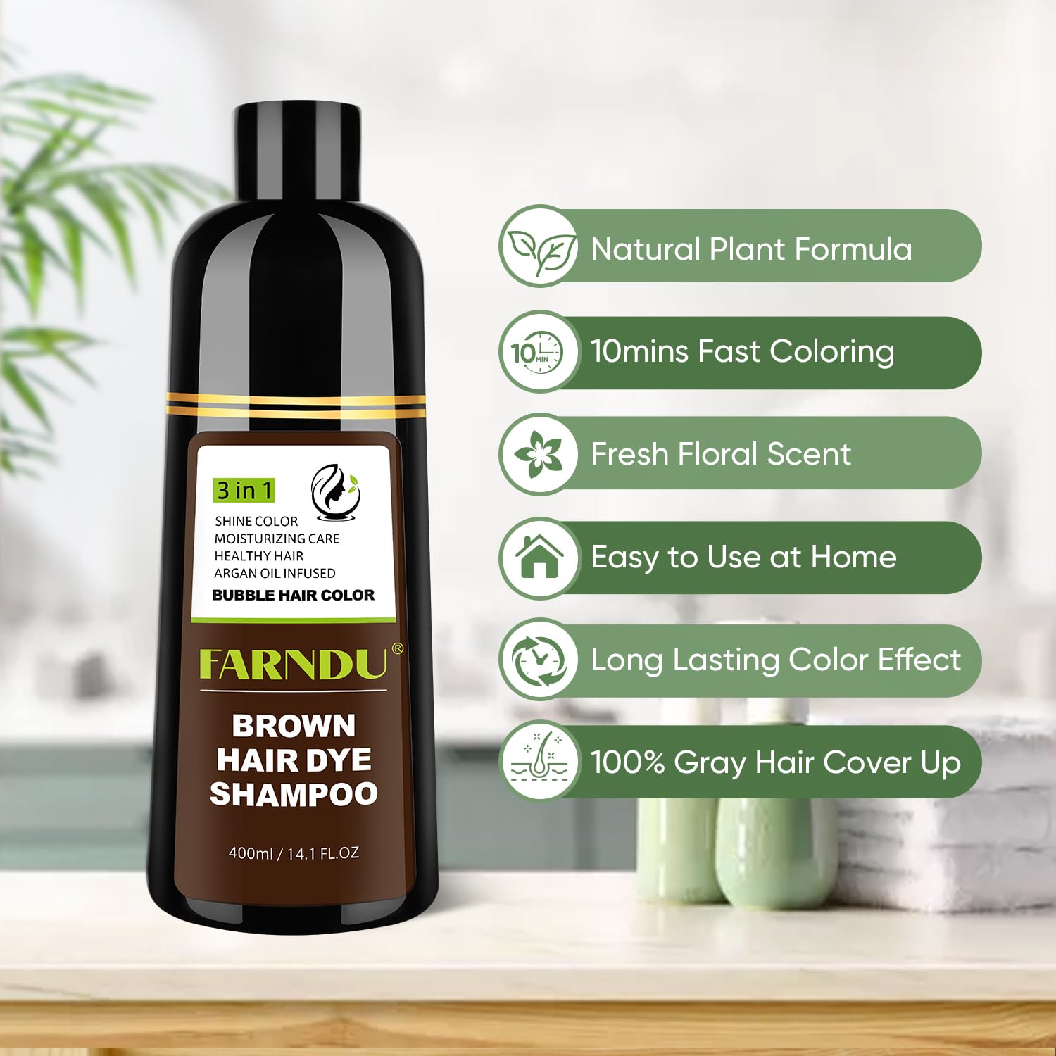 Farndu application on dry hair demonstrating simple at-home gray coverage step