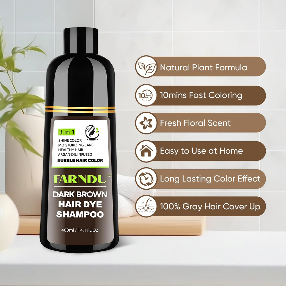 Farndu bottle on bathroom shelf styled with towels for lifestyle appeal