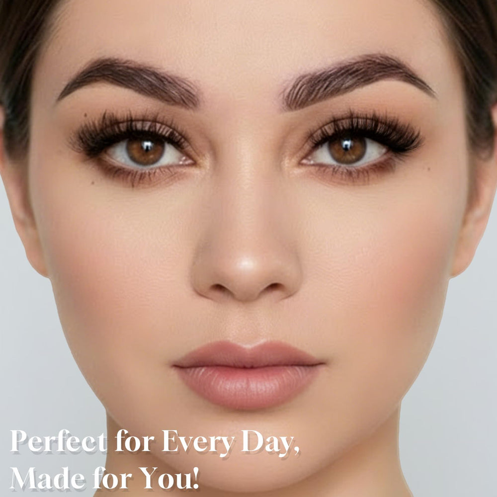 FARRED lashes worn side profile demonstrating natural cat-eye lift