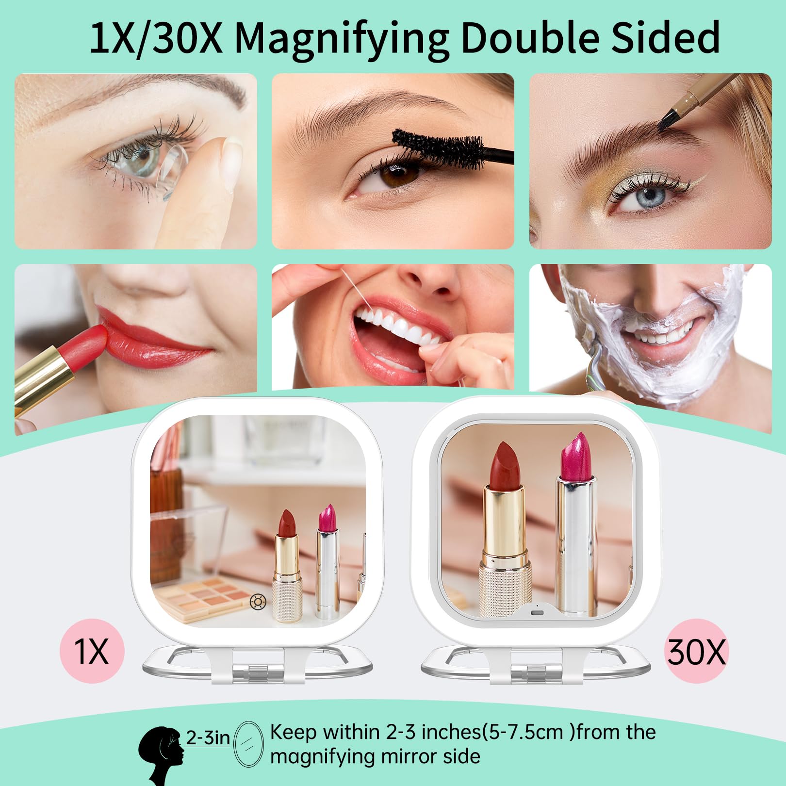 FASCINATE 30X magnification detail helping precise makeup and grooming