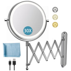 FASCINATE front view wall-mounted mirror showing clean cordless setup and convenience