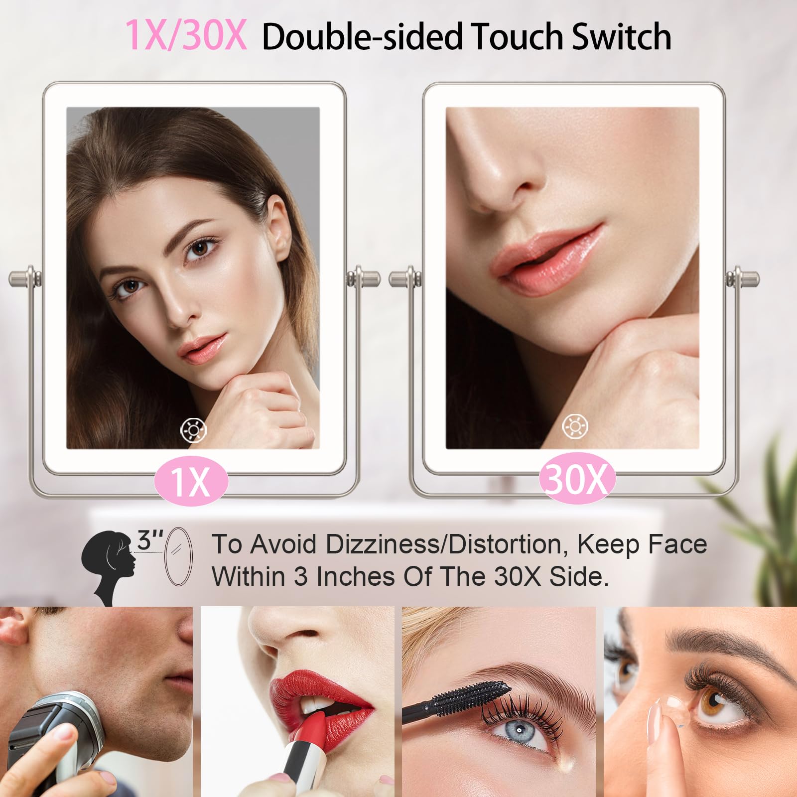 FASCINATE installed on bathroom vanity demonstrating cordless convenience and grooming