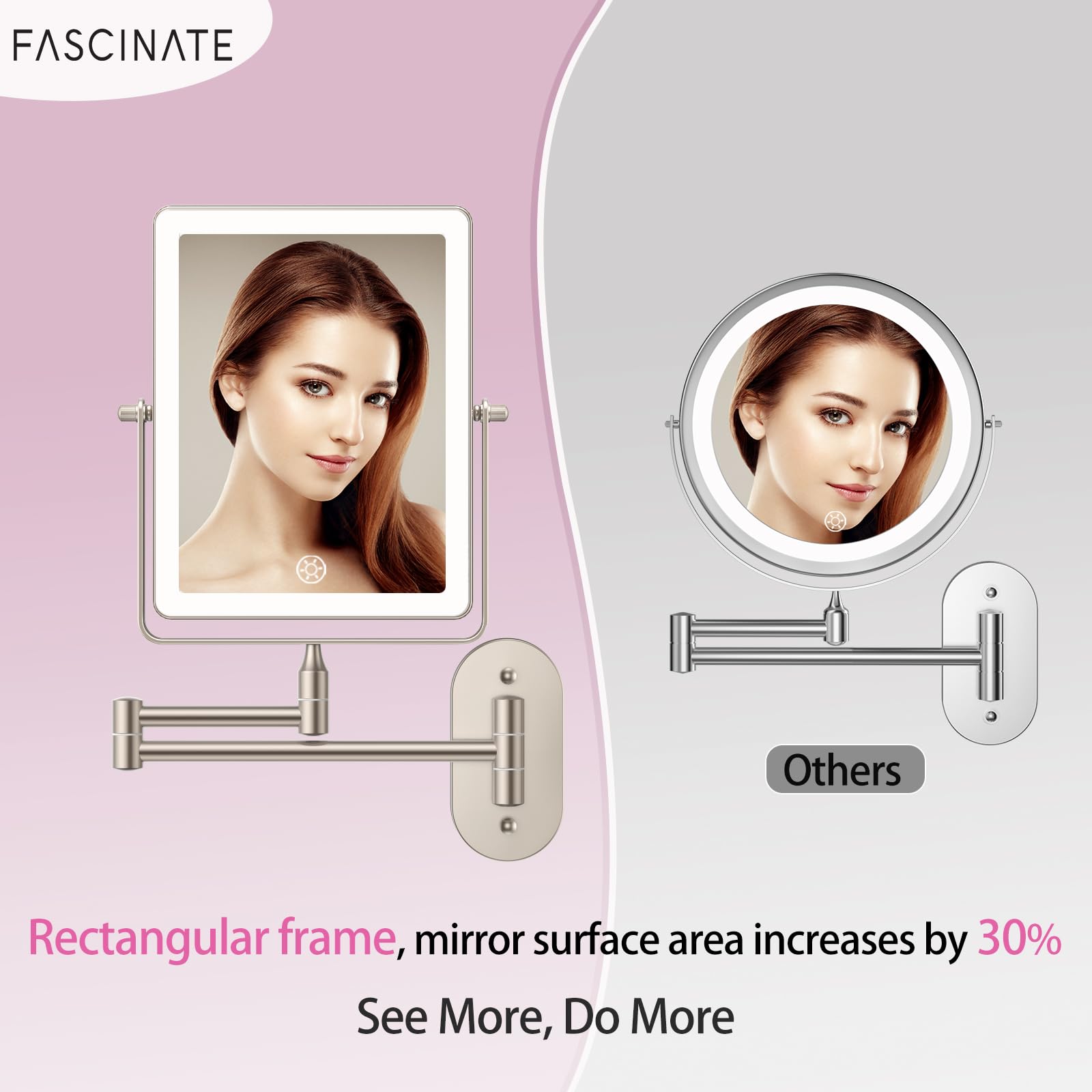 FASCINATE 30X magnification side showing precise detail for eyeliner and brows