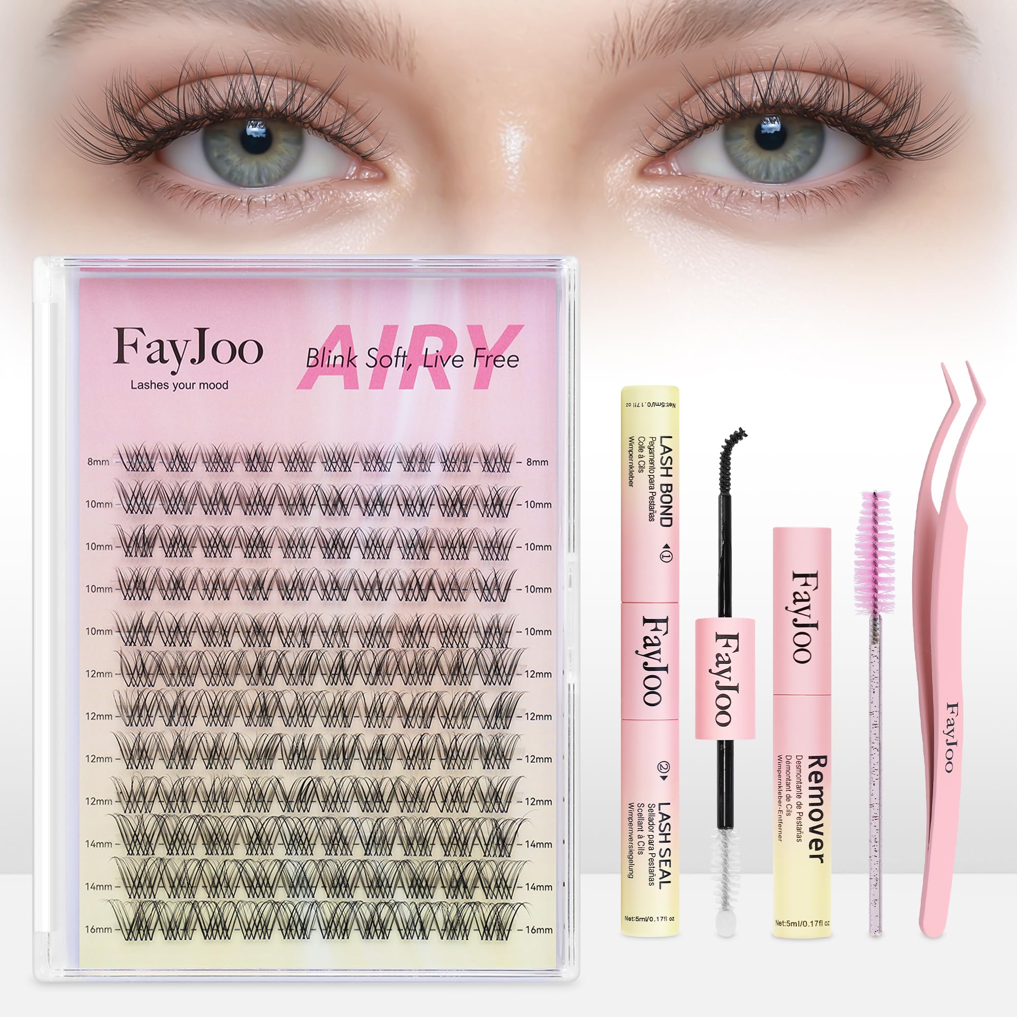 FayJoo front packaging showing full kit for easy at-home lash application