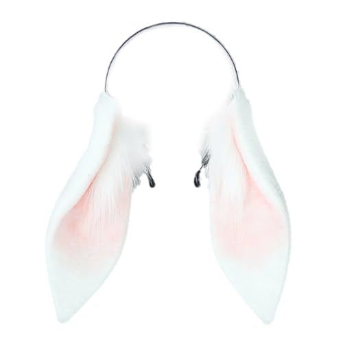 Faylay front view of white bunny ears headband showing playful look