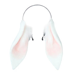 Faylay front view of white bunny ears headband showing playful look