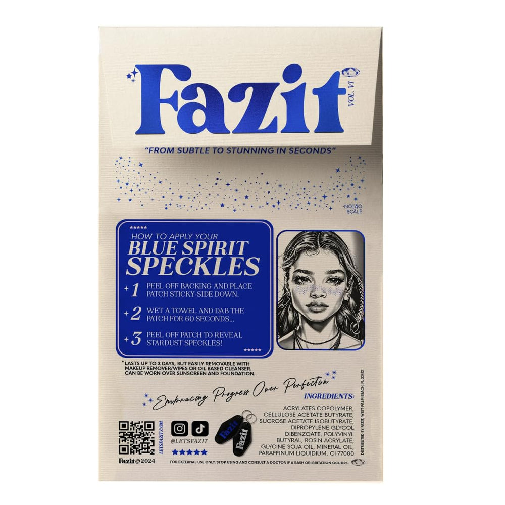 Fazit close-up of blue speckle texture highlighting shimmer details