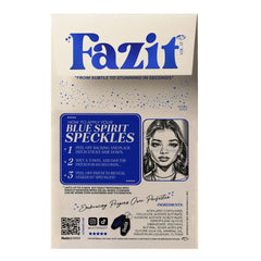 Fazit close-up of blue speckle texture highlighting shimmer details