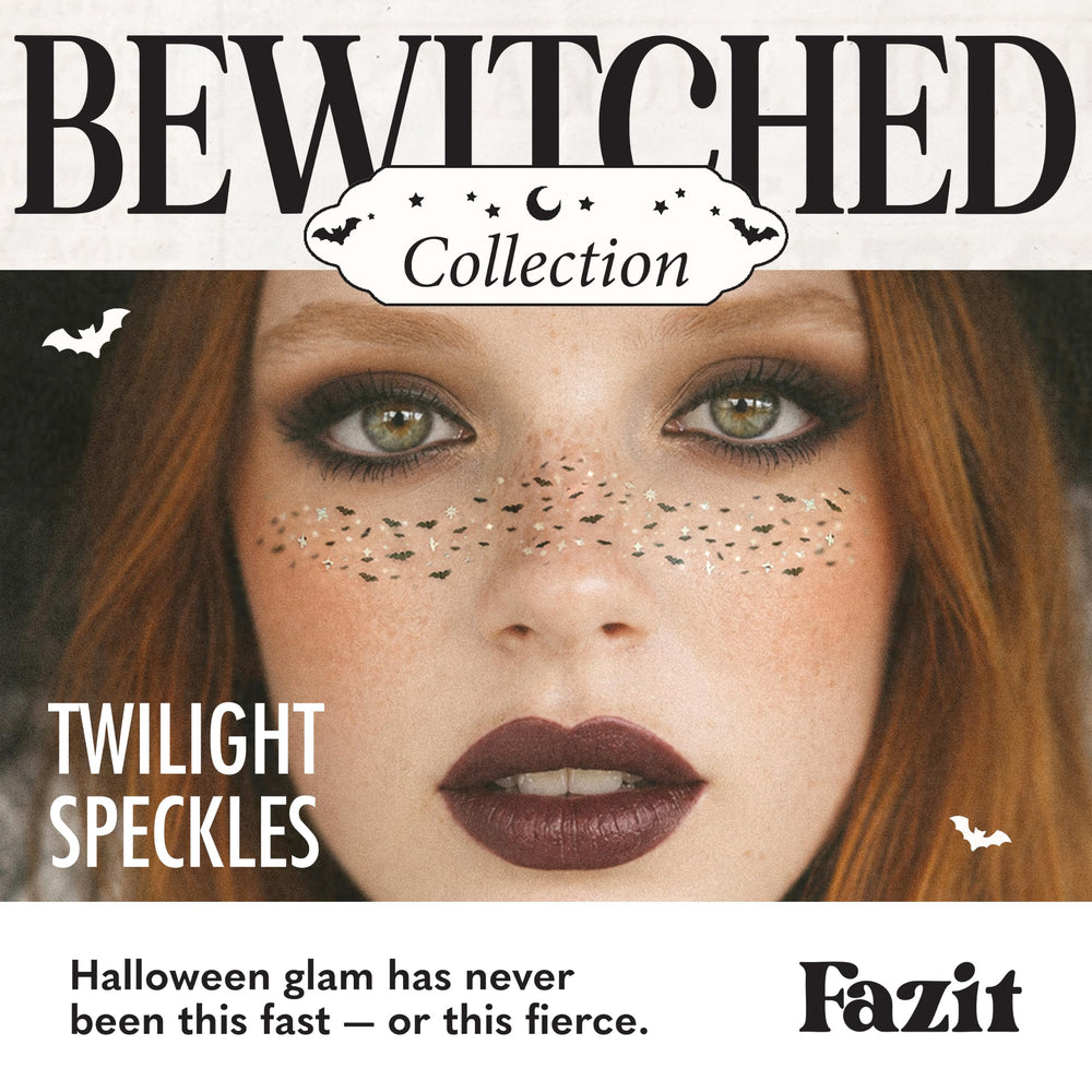 Fazit speckles applied near eye, shows easy placement and clean effect