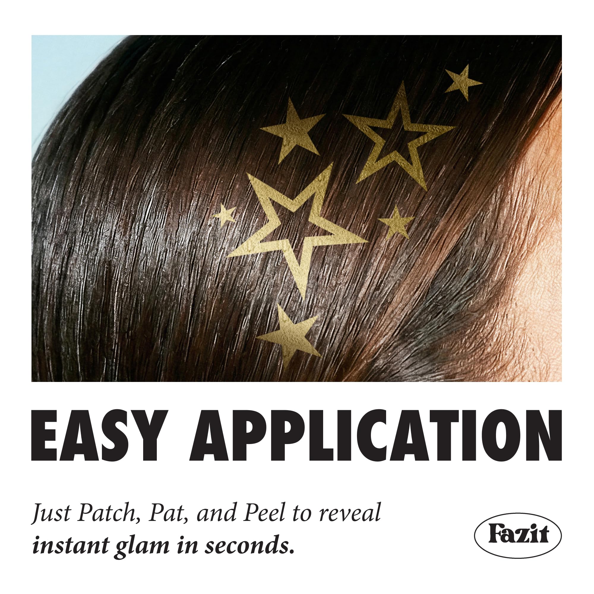 Fazit application in use demonstrating quick peel-and-stick sparkly transfer benefit