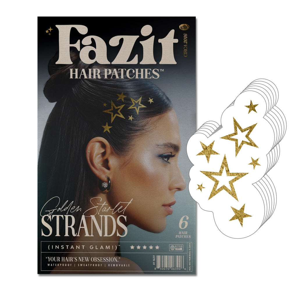 Fazit front packaging showing golden starlet glitter patches and easy application