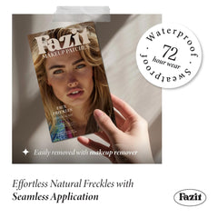 Fazit festival look with freckles and glitter for bold style