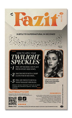 Close-up of Fazit speckles texture, highlights precise glitter finish benefit