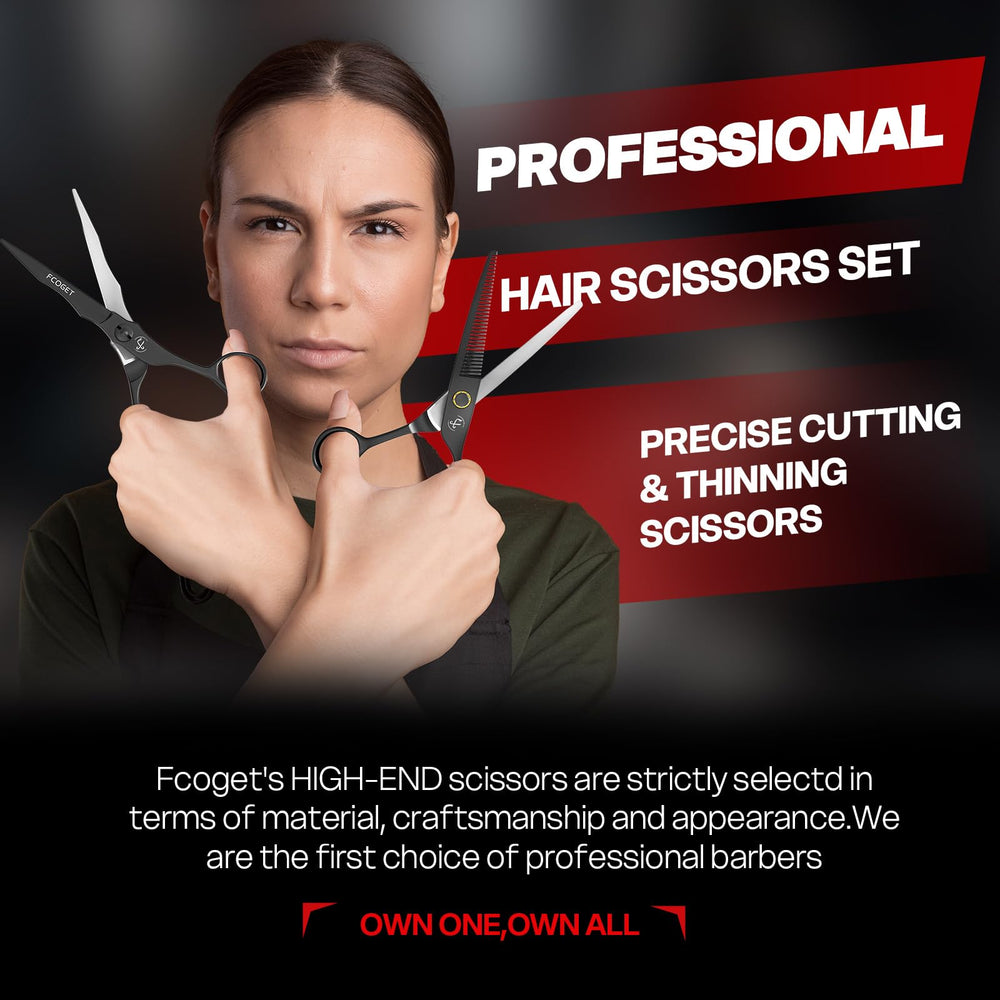 Fcoget scissors in use cutting hair to demonstrate precision and clean results