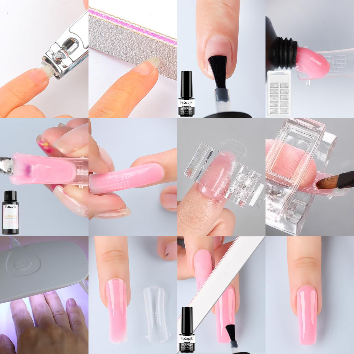 Fcozpjk finished nail extensions on hands showing salon-quality durable results