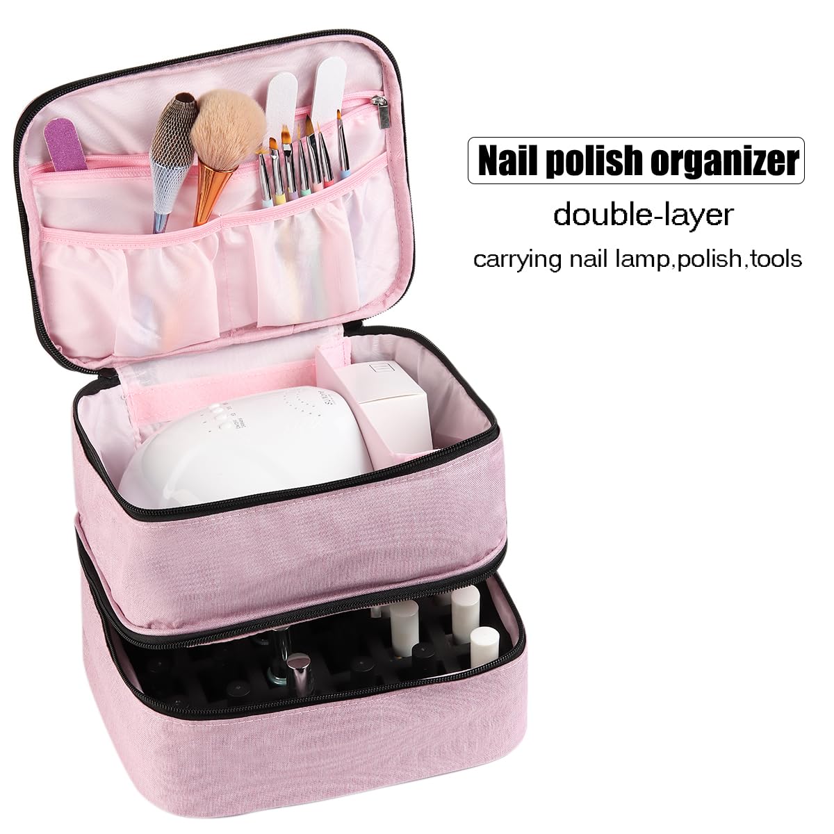 Fcozpjk open double-layer storage revealing separate lamp compartment and polish section