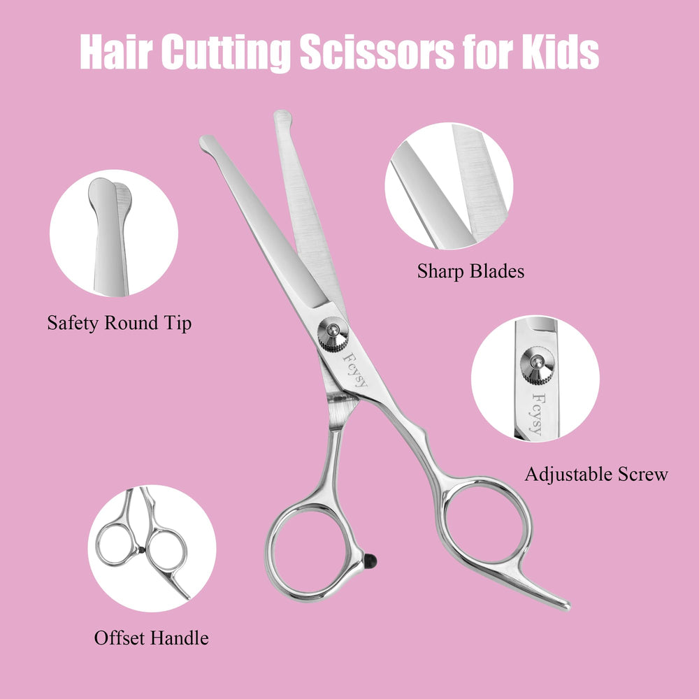 Fcysy rounded-tip scissors close-up demonstrating safe blunt ends