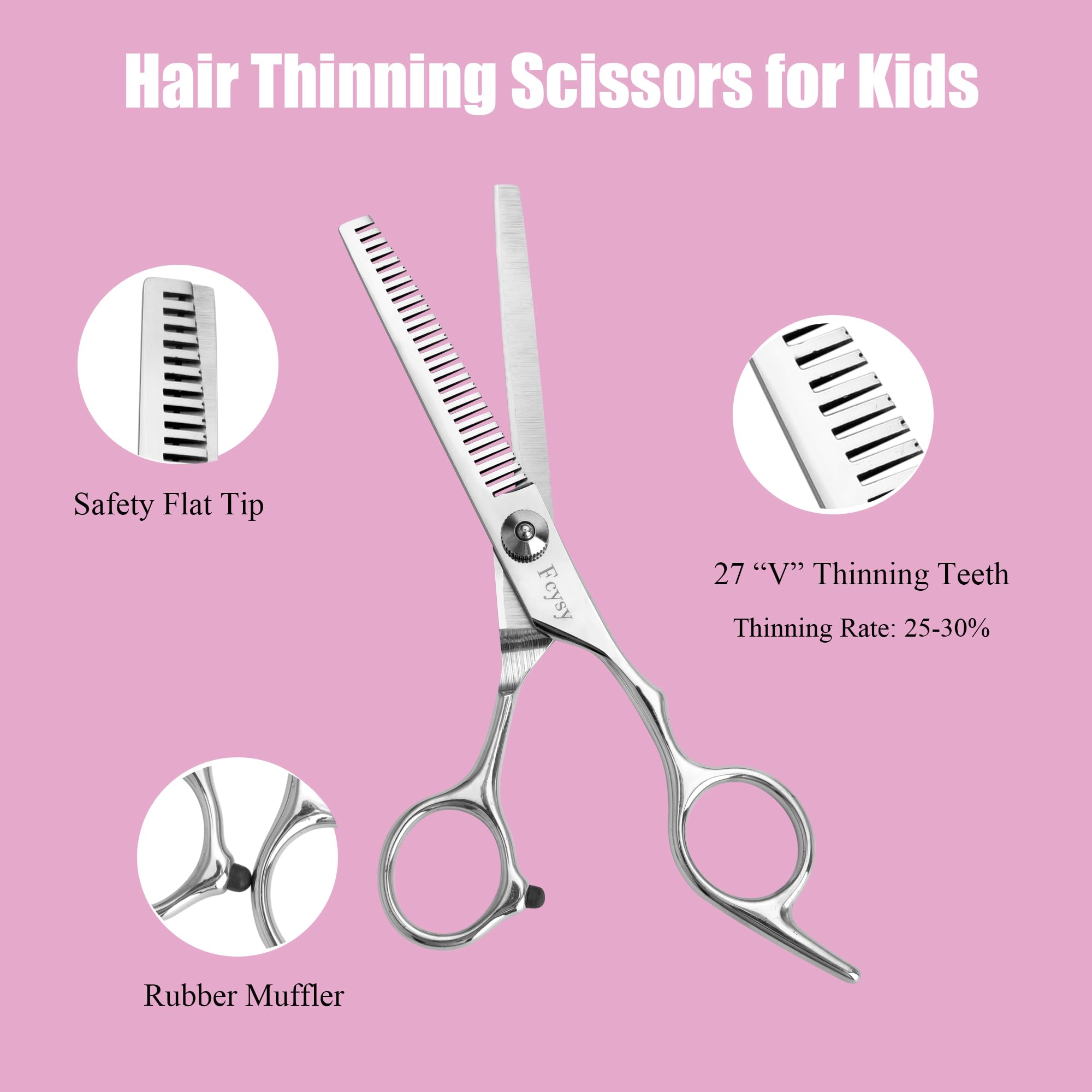Fcysy thinning shears detail showing teeth for reducing hair bulk