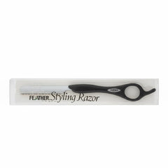 Feather black handle front view showing sleek design and precision control