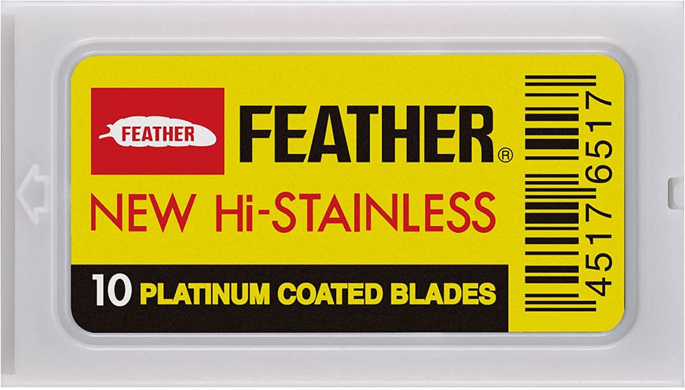 Feather used blade being placed into disposal container for safe recycling