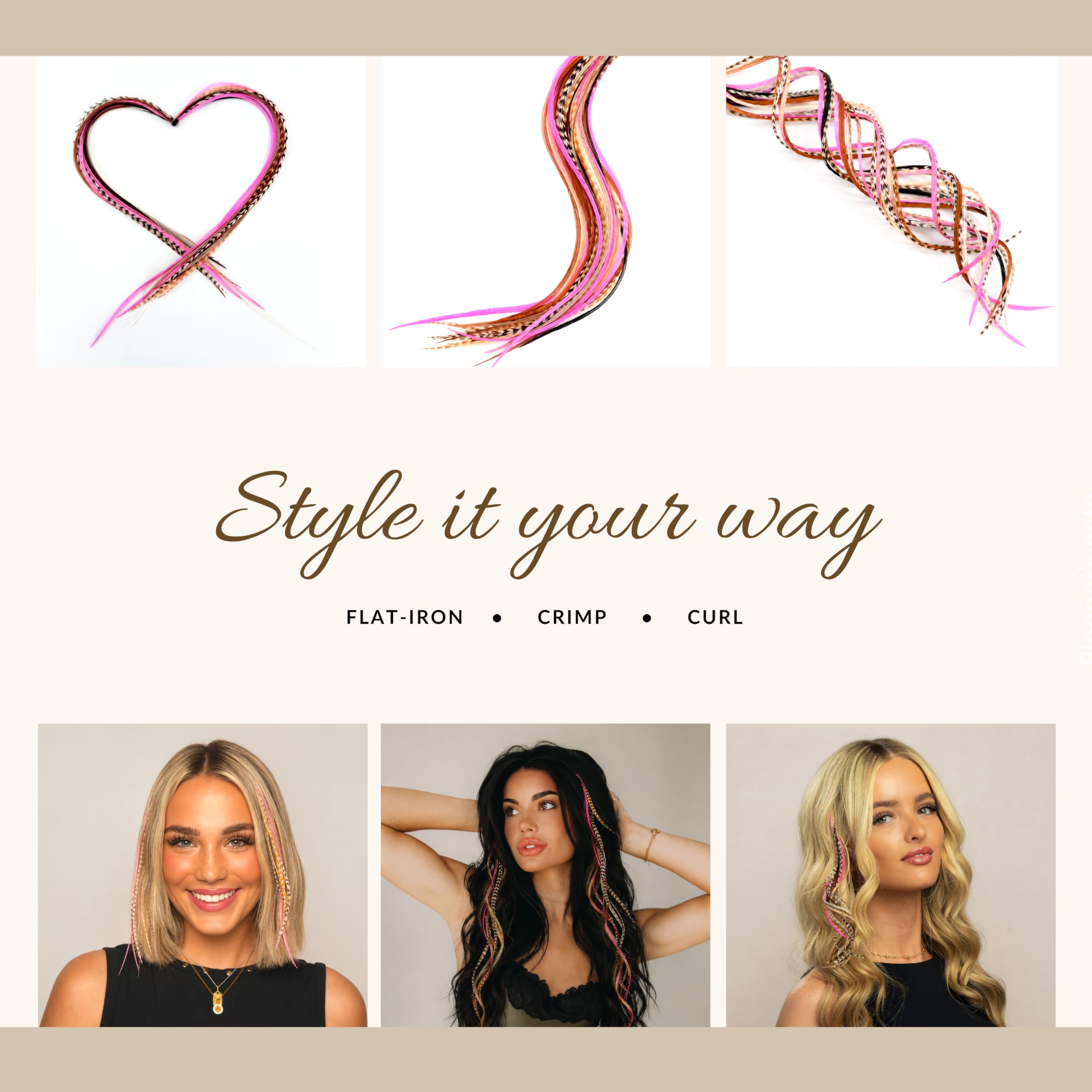 Feather Headz length comparison of 9 to 14 inches showing layered effect