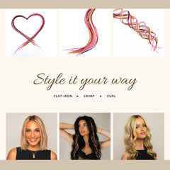 Feather Headz length comparison of 9 to 14 inches showing layered effect